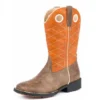 Roper Kid's Orange And Brown Criss Cross Square Toe Boot (Size 9-13)