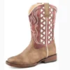 Roper Kid's White And Red Cut Out Square Toe Boot