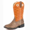 Roper Kid's Orange And Brown Criss Cross Square Toe Boot