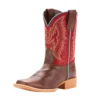 Ariat Kids Chocolate And Maroon Bristo Square Toe Boots