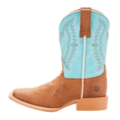 Ariat Kid's Tan And Blue Bristo Square Toe Boot -Heydudes Cowboy Shop 10025167 side