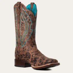 Ariat Women's Primetime Leopard Square Toe Western Boots -Heydudes Cowboy Shop 10035935 medial warm