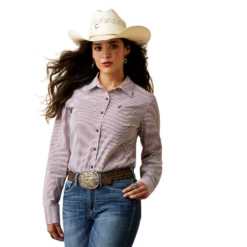 Ariat Women's Burgundy And White Stripe Shirt