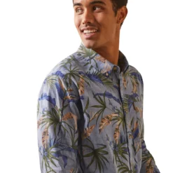 Ariat Men's Blue And White Iverson Hawaiian -Heydudes Cowboy Shop 10043710 01