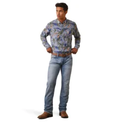 Ariat Men's Blue And White Iverson Hawaiian -Heydudes Cowboy Shop 10043710 full