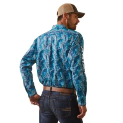 Ariat Men's Teal Team Hugh Shirt -Heydudes Cowboy Shop 10043874 back 8917b249 a0cc 48d0 b423 d81c17b149e8