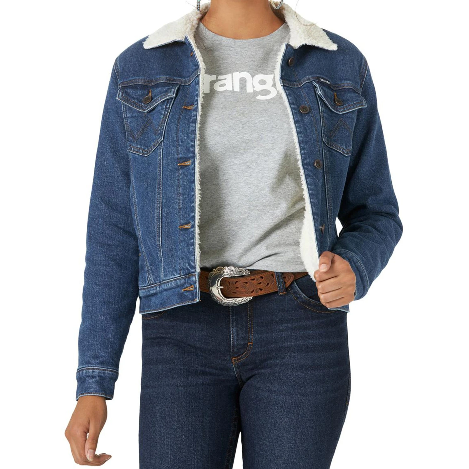 Wrangler Women's Denim Sherpa Jacket 1 Wrangler Women's Denim Sherpa Jacket