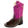 Toddler Chocolate Hot Pink Square Toe Boots