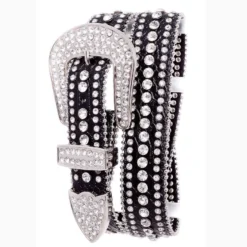 Women's Black Rhinestone Studded Belt