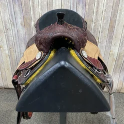 Shiloh Youth Saddle With Floral Tooling And Black Felt Seat, 12 Inch Seat -Heydudes Cowboy Shop 119912 1 scaled