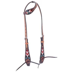 Oxbow Antique Tooled And Beaded One Ear Headstall