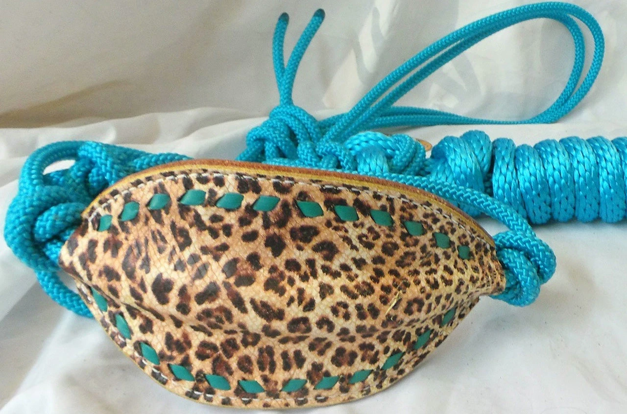 Cheetah Bronc Nose Rope Halter - Turquoise 1 Cheetah Bronc Nose Rope Halter - Turquoise