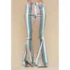 Turquoise Multi Striped Flare Jeans