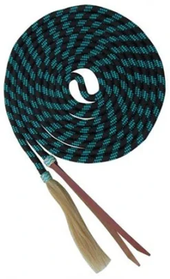 Showman Teal And Black Nylon Braided Mecate Reins