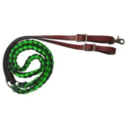 Showman 8' Braided Leather End Reins -Heydudes Cowboy Shop 19630Lime