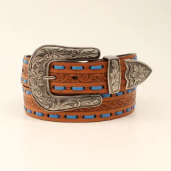 Women's Brown And Blue Floral Laced Belt