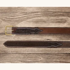 Texas Saddlery Kids Chocolate Roughout/Spider Tooled Combo Belt