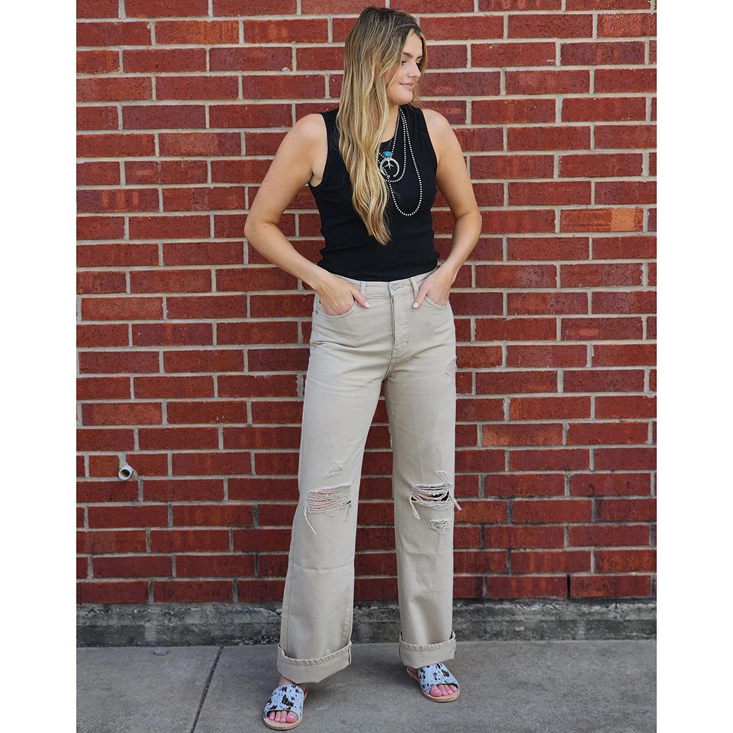 KanCan Taupe 90's Ultra High Rise Wide Leg Jean 5 KanCan Taupe 90's Ultra High Rise Wide Leg Jean - Image 5