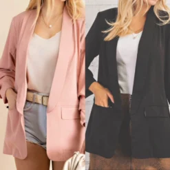 Solid Blazer With Printed Lining