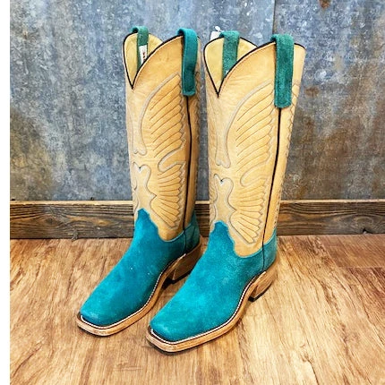 Olathe Wyoming Teal Roughout Boots 1 Olathe Wyoming Teal Roughout Boots