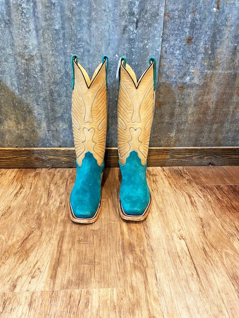 Olathe Wyoming Teal Roughout Boots 2 Olathe Wyoming Teal Roughout Boots - Image 2