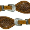 Showman Youth Floral Rhinestone Buckle Spur Straps