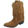 Kid's Brown Double Fringe Snip Toe Boots