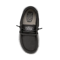 Heydude Hey Dude Wally Toddler Slub Canvas Dark Grey -Heydudes Cowboy Shop 40029 029 WALLYTODDLERSLUBCANVAS DARKGREY RIGHTTOP