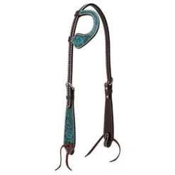 Weaver Leather Turquoise Cross And Floral Sliding Ear Headstall