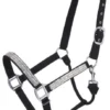 Adjustable Nylon Halter With Crystal Accents - Black