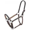 Braided Cord Halter With Crystal Accents - Brown/Tan/Black
