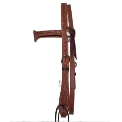 Scalloped Running W Oiled Cowboy Headstall