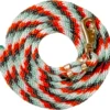 Mustang 9' Poly Lead Rope With Bull Snap - Orange/Grey/Turquoise