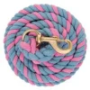 Weaver Leather Striped Cotton Lead Rope/Solid Brass Snap - Pink/Blue