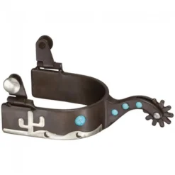 JT International Antique Brown And Turquoise Cactus Spurs
