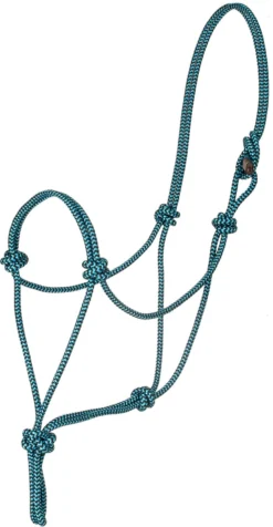 Mustang Premium Nylon Rope Halter - Turquoise/Black