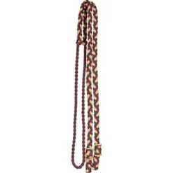 Mustang Hunter, Tan And Burgundy Flat Braided Trail Reins