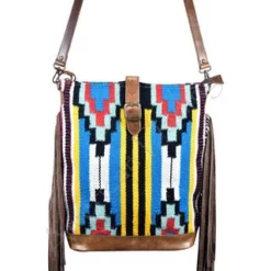 American Darling Blue And Yellow Aztec Blanket Crossbody