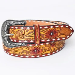 American Darling Yellow Tooled Floral Belt -Heydudes Cowboy Shop ADBLF164B