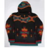 Black Aztec Fleece Pullover Hoodie