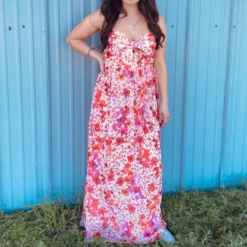Red Floral Sless Dress -Heydudes Cowboy Shop CD02582a