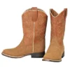 Kid's Tan Roughout Rhett Square Toe Boots