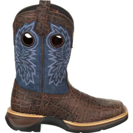 Durango Kid's Lil' Rebel Chocolate Faux Elephant And Navy SQ Toe Boot 2 Durango Kid's Lil' Rebel Chocolate Faux Elephant And Navy SQ Toe Boot - Image 2