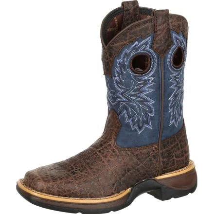 Durango Kid's Lil' Rebel Chocolate Faux Elephant And Navy SQ Toe Boot 1 Durango Kid's Lil' Rebel Chocolate Faux Elephant And Navy SQ Toe Boot