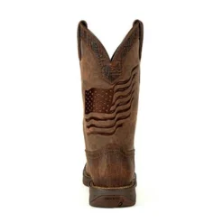 Durango Brown Distressed Flag Embroidery Square Toe Boots -Heydudes Cowboy Shop DDB0314 back