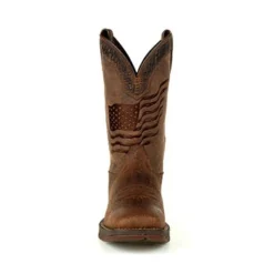 Durango Brown Distressed Flag Embroidery Square Toe Boots -Heydudes Cowboy Shop DDB0314 front