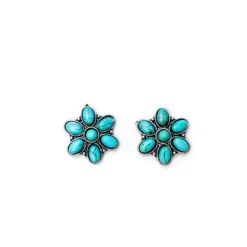 Turquoise Flower Stud Earrings -Heydudes Cowboy Shop E709
