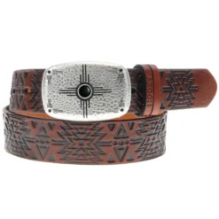 Hooey Ladies Brn/Blk 1.5" Aztec Belt-Small Rectangle Buckle