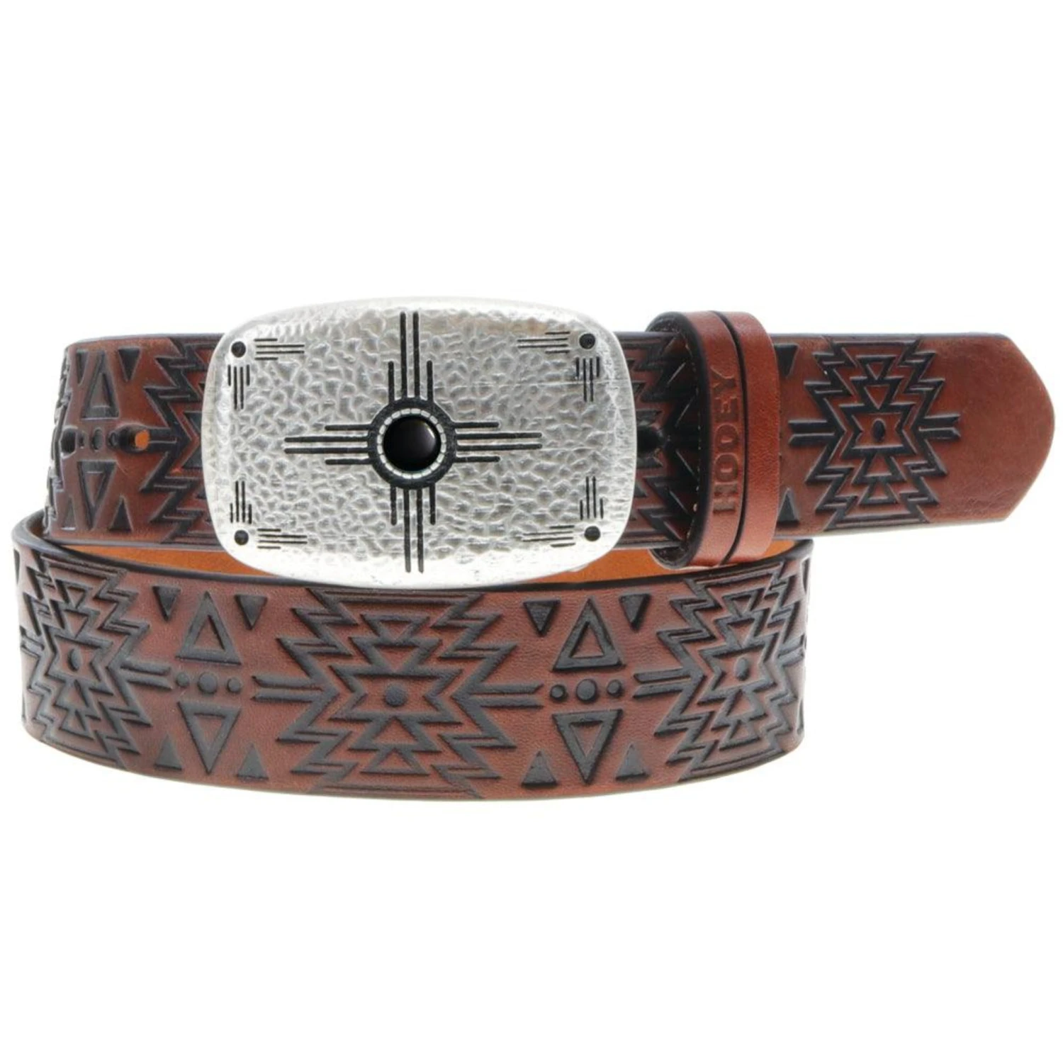 Hooey Ladies Brn/Blk 1.5" Aztec Belt-Small Rectangle Buckle 1 Hooey Ladies Brn/Blk 1.5" Aztec Belt-Small Rectangle Buckle