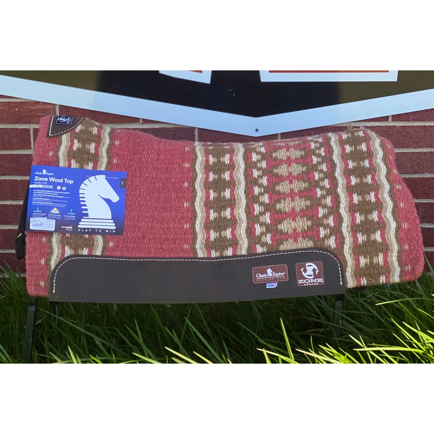 Classic Equine Wine/Ivory Zone Wool Top Saddle Pad 1 Classic Equine Wine/Ivory Zone Wool Top Saddle Pad